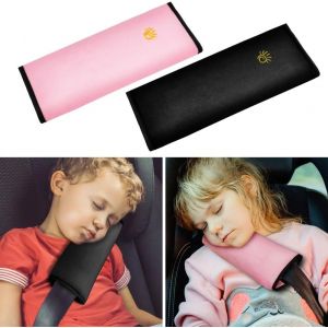 Eryi-Coussin Ceinture Securite Enfant, 2pcs Protection Coussin De Ceinture De Sécurité Pour Véhicule, Ceinture De Securite Enfant De Voiture Pour Les Enfants Protéger Cou/Epaules (Noir+Rose) - Neuf