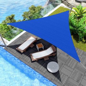 Voile D'ombrage En Tissu Anti-Uv 3 X 3 X 3 M Triangle &Eacute;quilat&eacute;ral Bleu Perm&eacute;able &Agrave; L'eau Et &Agrave; L'air Et R&eacute;sistant Aux Uv Pour Patio, Jardin, Terrasse - Neuf