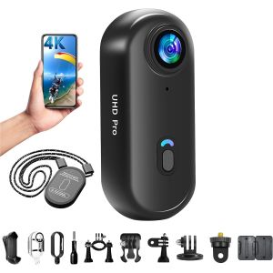 MEVRONISSHOP-Nouvelle Version Mini Cam&eacute;ra Sport 4K WiFi Camera de Poche pour Casque Camera Vlog Pieton &Eacute;tanche jusqu'&agrave; 30M pour Les Passionn&eacute;s d'Aventure Accessoires Multifonctions - Neuf