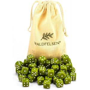Eryi-® Lot De 6, 12, 20, 30 Ou 50 Dés De Haute Qualité De La Marque ® Taille Standard 16 Mm Cube Acrylique Bouton Cube De Jeu Dice 6 Côtés Accessoires De Jeu Avec Sac En Tissu (Olive - Neuf