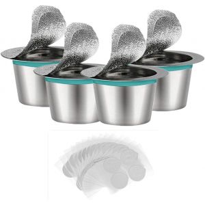 Capsule De Café 4Pcs-Nouvelle Tasse De Capsule De Café Rechargeable en Acier Inoxydable pour Machine - Neuf