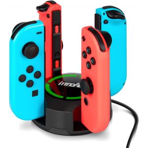 Chargeur pour NS Switch/Switch OLED Manettes Joycon, Support de Chargeur 4 en 1 pour Switch Joycon avec Indication LED - Neuf