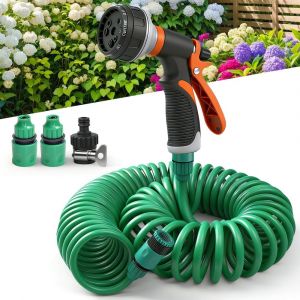 Ulteronixshop-Tuyau Arrosage Extensible, 15 M Tuyau d arrosage Extensible avec Douchette &agrave; 8 Fonctions, Raccords, Pulv&eacute;risateur &agrave; Main, pour Lavage de Voiture, Douche pour Animaux et l'arrosage du Jardin - Neuf
