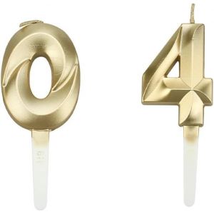 Chenquansarl-2 Piece Birthday Candles, Numbers 4 And 0,Gold Birthday Candles,Bougies D'anniversaire,Bougies D'anniversaire,Bougies De D&eacute;coration De G&acirc;teau D'anniversaire,Bougies D'anniversaire - Neuf