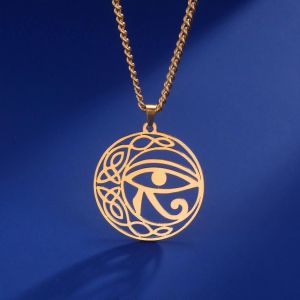 L'oeil D'horus Celtics Noeud Collier Egypte Ancienne Ankh Croix Pendentif Amulette En Acier Inoxydable Bijoux Cadeau - Neuf