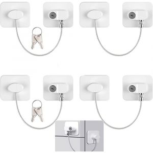 Lot De 4 Verrous De Sécurité Pour Fenêtre Et Réfrigérateur Pour Enfants, Avec 4 Clés - Neuf
