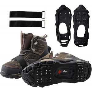 Paire De Crampons Antidérapants Pour La Marche Sur Glace Et Neige (L) 24 Dents, Crampons Antidérapants En Caoutchouc Avec 1 Paire De Sangles, Équipement De Pêche, D'hiver, De Neige, De Glace Et D'alpinisme - Neuf