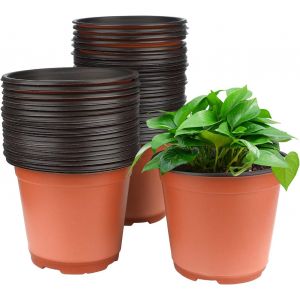 KALANKA-50Pièces 15CM Pot pour Semis,Pot de Fleurs Plastique Plante Exterieur,Pot Rempotage,Godets pour Semis Tomates,Brun - Neuf