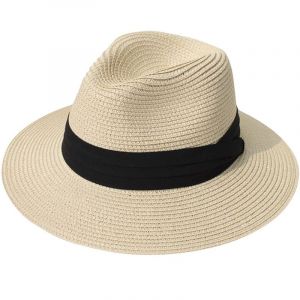 1 Pcs Beige De Plage L'été, Chapeau De Soleil, Large Bord Chapeau Panama - Neuf