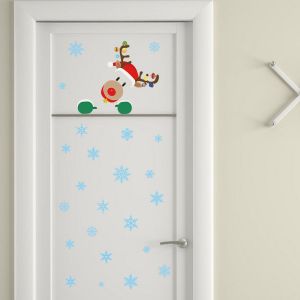 No&euml;l D&eacute;coratifs Autocollants - Elk D'Hiver De Porte De No&euml;l Autocollants Amovibles Fen&ecirc;tre Stickers Porte, Stickers Saisonni&egrave;re Porte En Verre Autocollants De No&euml;l Bonhomme De Neige - Neuf