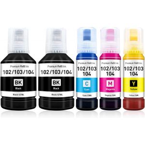JEXNOVASHOP-102 Encre Compatibles avec Epson 104 102 Multipack pour Epson EcoTank ET-3850 ET-4800 ET-4850 ET-4856 ET-2850 ET-2856 ET-1810 ET-2810 ET-2812 ET-2820 ET-2821 ET-2862 ET-15000 - Neuf