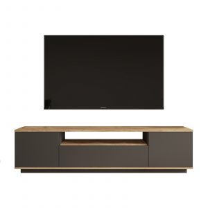 Meuble TV en bois "FR7" - 180 x 44 x 44 cm - Pin atlantique Anthracite - Neuf