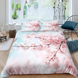 Parure De Lit X Enfant Fleurs De Cerisier Roses Du Japon Housse De Couette X Avec Fermeture &iquest;&iquest;Clair - Sets De Housse Couette En Microfibre, Av - Neuf