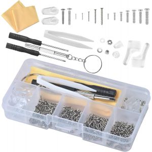 Ershi-Kit De Réparation De Lunettes, Kit De Réparation Pour Montres Avec 500 Pcs Vis Avec Boîte De Rangement, Plaquettes De Nez, C[1 - Neuf