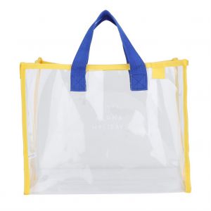 HJLIAN Trousse de toilette transparente en PVC, trousse de maquillage de voyage, sac divers (bleu + jaune) - Neuf