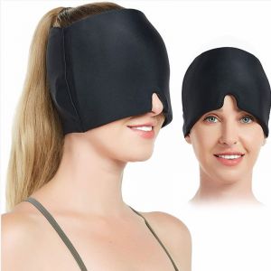 1 Bonnet De Soulagement Noir, Couvre-Tête Glacé Pour Soulager Les Maux De Tête - Neuf