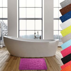 KAL-Tapis De Bain Microfibre Pebble 50X80Cm Violet - Neuf