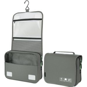 KALANKA-Trousse Toilette Homme Trousse de Toilette Voyage à Suspendre Grande Capacité Sac de Toilette Organisateur Accessoires de Voyage Étanche avec Crochet pour Femmes Hommes Salle de Bain(Vert Gri - Neuf