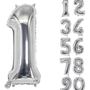 SJZG-Ballon Géant En Aluminium En Forme De Chiffre Pour Décoration De Fête D'Anniversaire, Fête Prénatale, Anniversaire De Mariage - 101,6 Cm - Argenté - Neuf