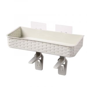 &Eacute;tag&egrave;re de salle de bain en plastique vert r&eacute;sistante &agrave; l'humidit&eacute;, fixation murale avec 2 supports adh&eacute;sifs et 2 pattes, id&eacute;ale pour shampoing, savon, dentifrice, 36x16x23,5 cm, 0,402 kg - Neuf