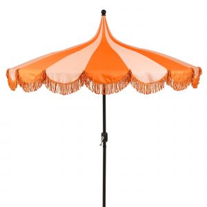 Mica Decorations Kim Parasol Ray&eacute; Avec Sac De Transport - Protection Solaire 238 X &Oslash;235 Cm - Parasol Plage Jardin Ou Balcon - Polyester, Acier - Orange - Neuf