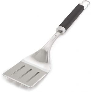 Ulteronixshop-Spatule premium (46cm), en acier inoxydable, avec poign&eacute;e confortable antid&eacute;rapante, col inclin&eacute;, lavable au lave-vaisselle - Noir / Argent (6761) - Neuf