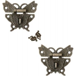 2 Loquet de Style Antique Verrous vintage Moraillon Loquet Serrure Fermoir Serrure à boucle papillon pour Décoratifs Cabinet Armoire Boîte à Bijoux Boîte Cadeau Valise - Neuf