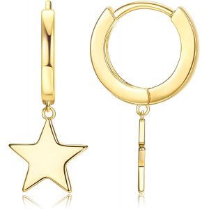 Kal-Argent Or Boucles D`Oreilles Pour Femmes, Argent Sterling 925 Hypoallergénique Huggie Boucles D`Oreilles Avec Étoile/Coeur/Pièce/Serpent Pendentif Boucles D`Oreilles Pendantes - Neuf