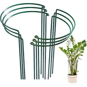 KALANKA-Lot de 6 Tuteur pour Plante, 35x20cm Demi-Ronds Supports de Jardin en Métal, Aidez Vos Plantes à Pousser, Anneau de Support de Plantes de Jardin Vert pour Pivoines Plantes Légumes Fleurs - Neuf