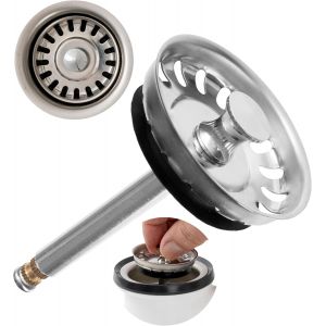 Jgd-Panier D'&eacute;vier, 1 Paquet, &Oslash; 52 Mm Panier D'&eacute;vier, En Inox, Pivot Excentrique D&eacute;passe 27-57 Mm De Profondeur Dans L'&eacute;coulement, &Oslash; 8 Mm Broche, Pi&egrave;ce D&eacute;tach&eacute;e Pour &Eacute;vier De Cuisine - Neuf