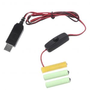 Éliminateur de piles AAA 4,5 V alimenté par USB, remplace 3 piles AAA 1,5 V avec interrupteur - Neuf