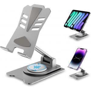 Kalanka-Tablette Support, Support De Téléphone Portable,Support De Bureau Pivotant Réglable Avec Base Rotative À 360 Degrés, Berceau Pliable Pour Téléphones Mobiles, Iphone,Switch ,Ipad, Kindle,Samsu - Neuf