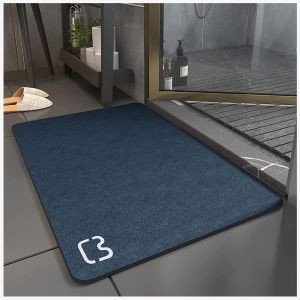 Kal-Tapis De Bain Antidérapant Super Absorbant Diatomite Tapis Salle De Bain Microfibre Tapis De Baignoire Tapis De Douche Doux Séchage Rapide (Bleu Foncé, 40_X_60_Cm) - Neuf