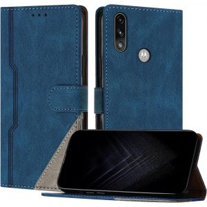 Kal-Étui Pour Motorola Moto E7 Power, Housse En Cuir Pu Avec [Protection Antichoc Tpu] [Fonction Support] [Porte-Cartes ] Antichoc Magnétique Coque Pour Moto E7 Power - Bleu - Neuf