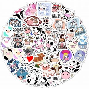 100 Autocollants Vaches Pour Bouteilles D'Eau Et Ordinateurs Portables - D&eacute;corations Et Cadeaux Sur Le Th&egrave;me Des Vaches, Fournitures De F&ecirc;te, Cadeaux Pour Amateurs De Vaches - Cow Stickers - Neuf