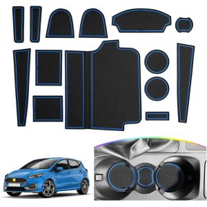 Tapis En Caoutchouc Compatible Avec Ford Fiesta Mk8 2017-2024 Tapis De Porte Antid&eacute;rapant (Bleu) - Neuf