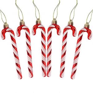 De no&euml;l de Cannes &agrave; sucre de la Pendaison des Ornements 6Pcs Rouge Blanc D&eacute;corations de no&euml;l pour No&euml;l, Arbre, un Mur de Portes et D&eacute;cor - Neuf