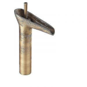 Robinet de salle de bain en bronze antique, robinet de lavabo &agrave; cascade haute, mitigeur de lavabo &agrave; poign&eacute;e unique, robinet de salle de bain en c&eacute;ramique G 3/8 - Neuf