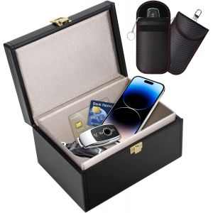 Bo&icirc;te Anti Rfid Cl&eacute; Voiture Ensemble Avec Etui Rfid, Boitier Blocage Signal,Protecteur Antivol Pour Porte-Cl&eacute;s,Anti-Hacking Protection Contre Le Vol Pour Les Cl&eacute;s De Voiture Carte De Cr&eacute;dit - Neuf