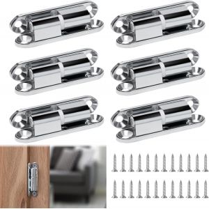 6 Pi&egrave;ces Charni&egrave;res de R&eacute;novation Porte 13 * 60mm Chambre Charni&egrave;re &agrave; Visser pour Portes Paumelles de R&eacute;novation Charni&egrave;re de Porte Amovible avec 24 Vis pour Portes Int&eacute;rieures &agrave; Visser - Neuf