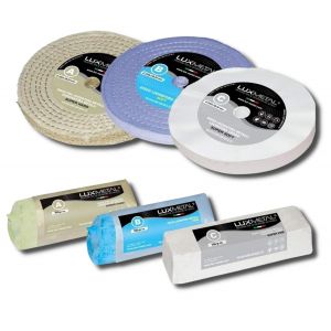 MEVRONISSHOP-Kit 3 Disques de Polissage de 200 mm et 3 P&acirc;tes Abrasives de 350 gr - Parfaits pour polir des m&eacute;taux tels que l'aluminium, le fer, l'acier inoxydable, le laiton, le cuivre, l'or, le marb - Neuf