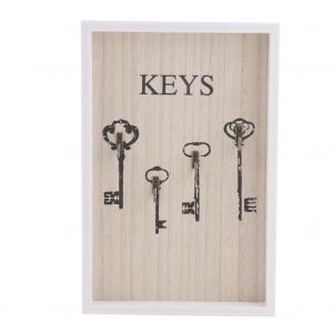 Hjlian Boite A Cles Murale Rustique, Support De Rangement Decoratif Pour Cles (4 Crochets) - Neuf