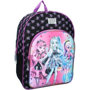 Sac à dos pour fille-Monster High-Enfant-Ecole-Maternelle- Primaire-Garderie-Taille 43 cm-Bretelles réglables-Violet-Noir-Idé Cadeau - Neuf