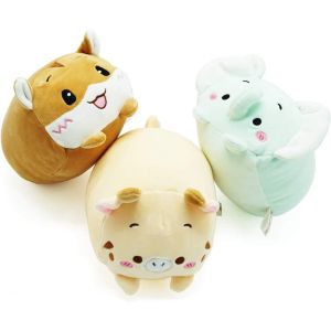 3 oreillers en peluche hamster cerf éléphant, coussin de poupée chat mignon, - Neuf