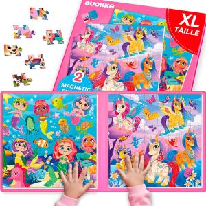 KAL-Puzzle Magn&eacute;tique Enfant 3 4 5 Ans - 2X48 Pi&egrave;ces Jeux Magn&eacute;tique Enfant - Jeux Voyage Pour 5 6 Ans - Jouets Puzzle Licorne 4 Ans - Cadeau &Eacute;ducatif Gar&ccedil;ons Et Filles - Neuf