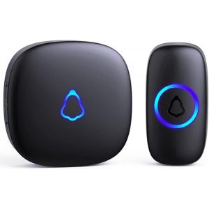 Kalanka-Sonnette Sans Fil Exterieur Etanche, Doorbell Avec 1 R&eacute;cepteur + 1 &Eacute;metteur &Agrave; Pile, 58 M&eacute;lodies Carillon, 5 Niveaux Volume 120 Db, Led, 300m Longue Port&eacute;e Sonette Pour Maison,Appartement, Noi - Neuf