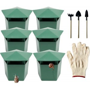 6 Pcs Piege &iquest;&iquest; Limace - Pi&iquest;&iquest;ge &iquest;&iquest; Escargots Anti Limace Naturel Escargots Catcher(3.9"" x 2.4"" x 2.8"") Vert avec des Outils de Creusement et des Gants - Neuf