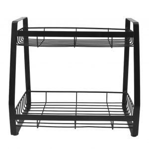 Hjlian Etagere A Epices Integree A 2 Niveaux, Design Tout-En-Un, Grand Espace De Rangement, Etagere A Epices En Metal Noir Pour Cuisine Et Salle De Bain - Neuf
