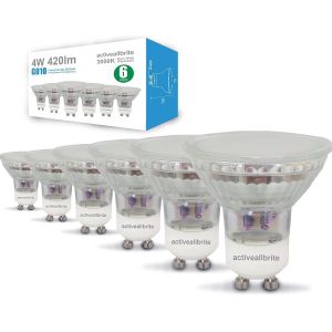 Kal-Lot De 6 Ampoules Led Gu10, 4 W, Lumière De Sport, 420 Lumens, Équivalent À 50 W, Blanc Chaud 3000 K, Grand Angle De 180°, Intensité Non Variable - Neuf