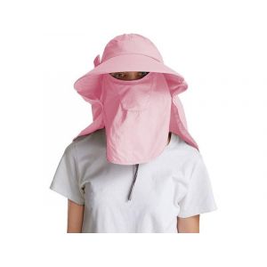 Chapeau De P&ecirc;cheur Pour Femme &Agrave; Large Bord, Masque Amovible Et Rabat Pour Le Cou, Rose - Neuf